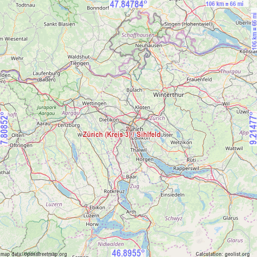 Zürich (Kreis 3) / Sihlfeld on map