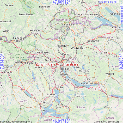 Zürich (Kreis 6) / Unterstrass on map