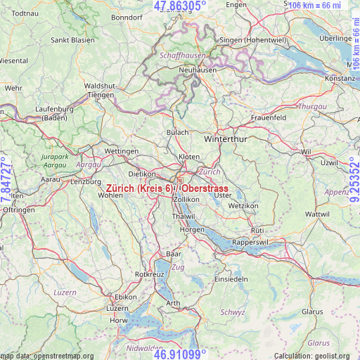 Zürich (Kreis 6) / Oberstrass on map