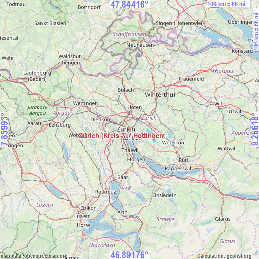 Zürich (Kreis 7) / Hottingen on map