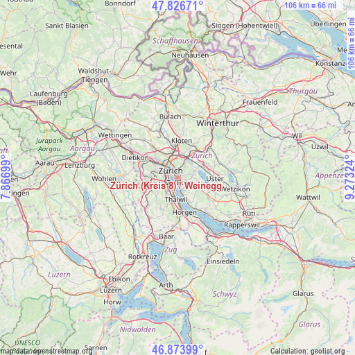 Zürich (Kreis 8) / Weinegg on map