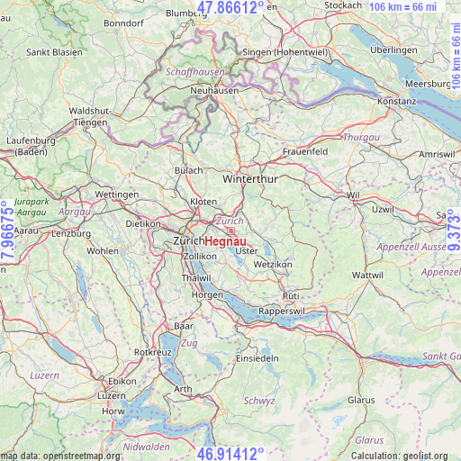 Hegnau on map