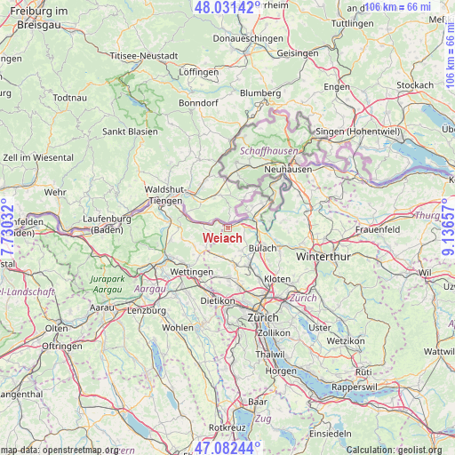 Weiach on map