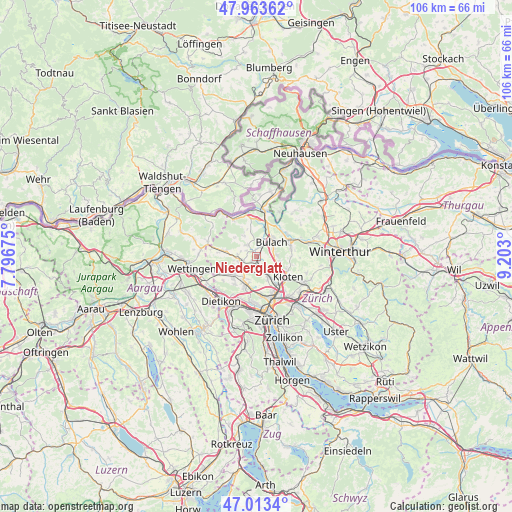 Niederglatt on map