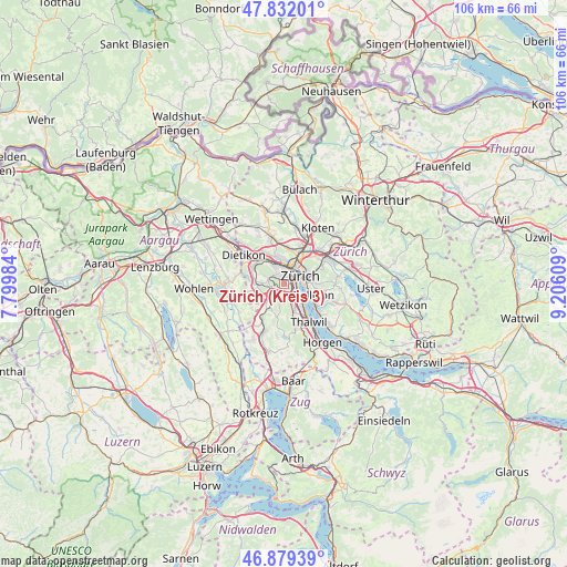 Zürich (Kreis 3) on map