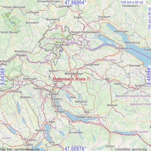 Mattenbach (Kreis 7) on map