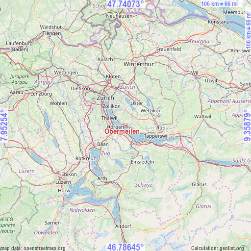 Obermeilen on map