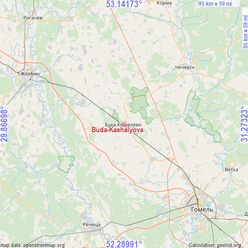 Buda-Kashalyova on map