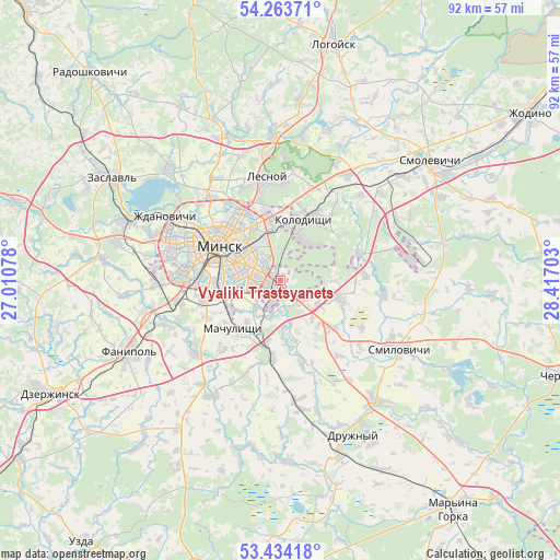 Vyaliki Trastsyanets on map