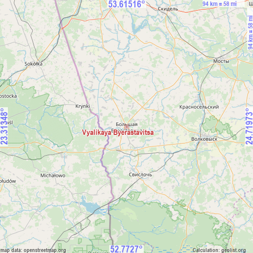 Vyalikaya Byerastavitsa on map