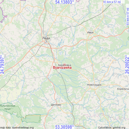 Byarozawka on map