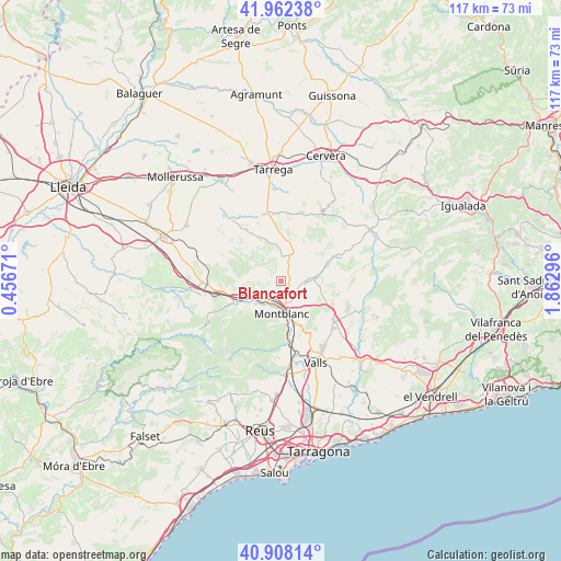 Blancafort on map