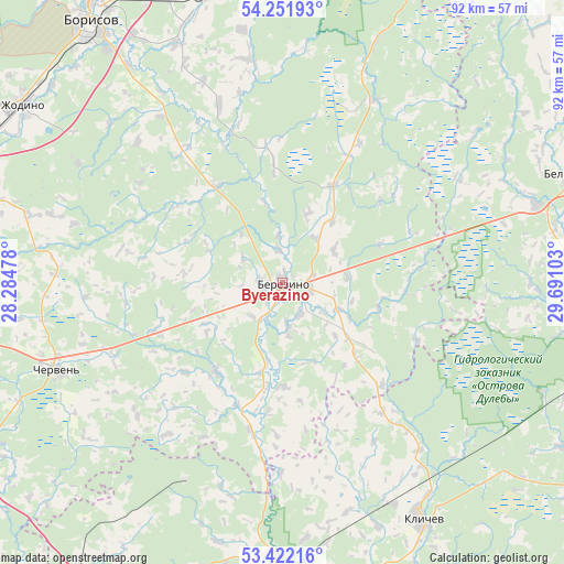 Byerazino on map