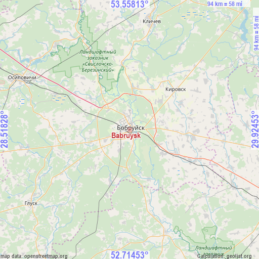 Babruysk on map