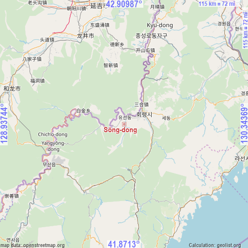 Sŏng-dong on map