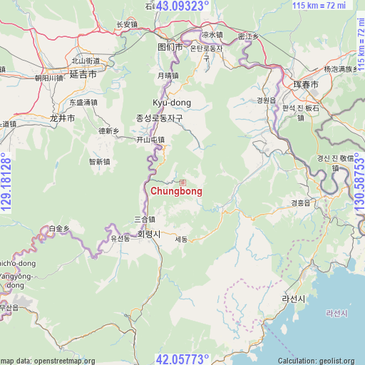 Chungbong on map