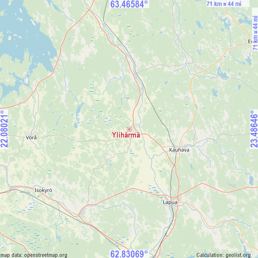 Ylihärmä on map