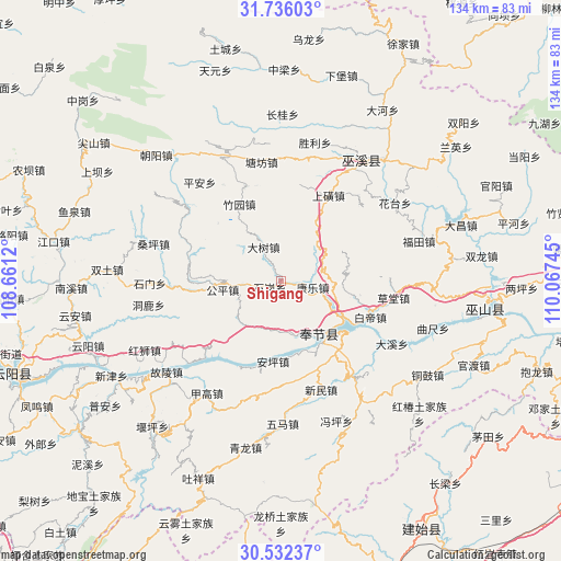 Shigang on map