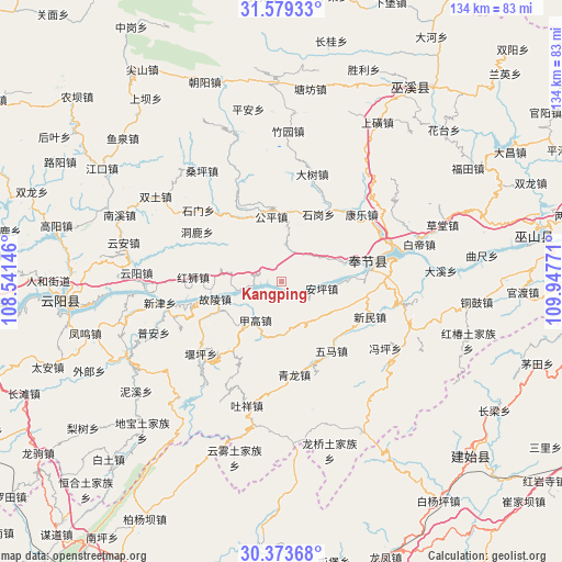 Kangping on map