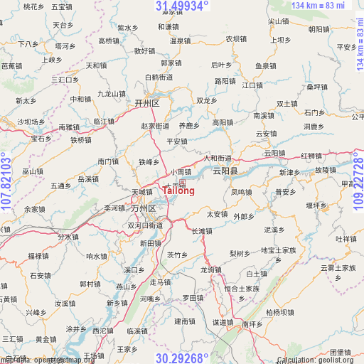 Tailong on map