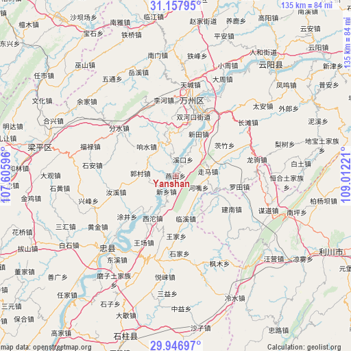 Yanshan on map