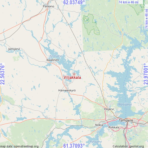 Viljakkala on map