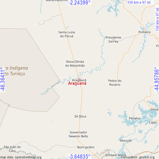 Araguanã on map
