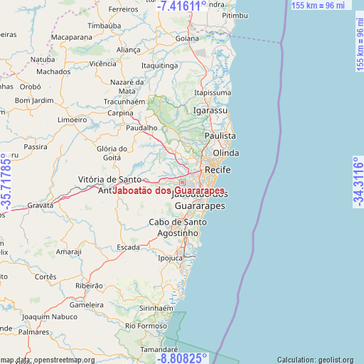 Jaboatão dos Guararapes on map