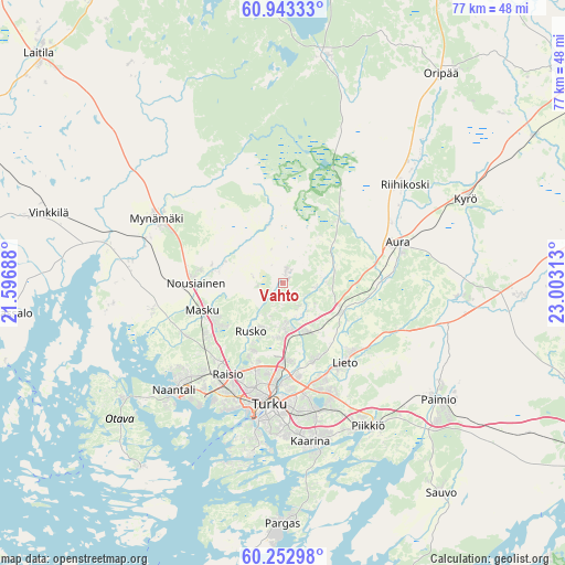 Vahto on map