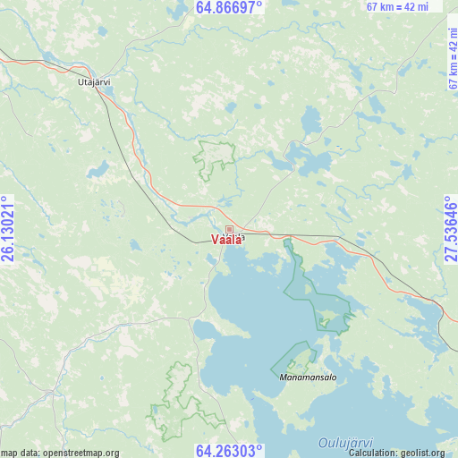 Vaala on map