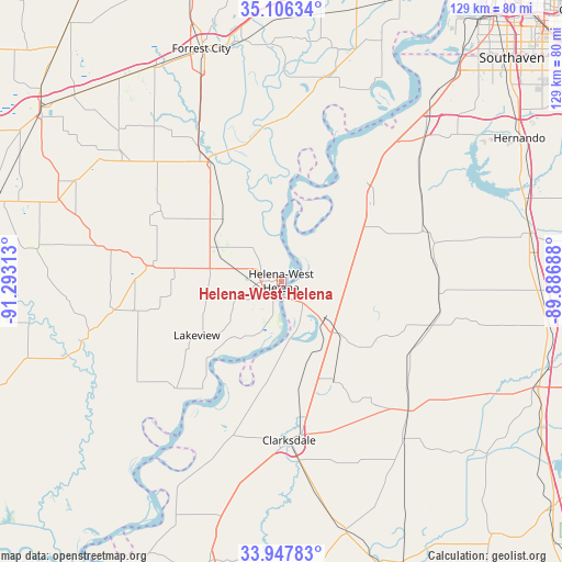 Helena-West Helena on map