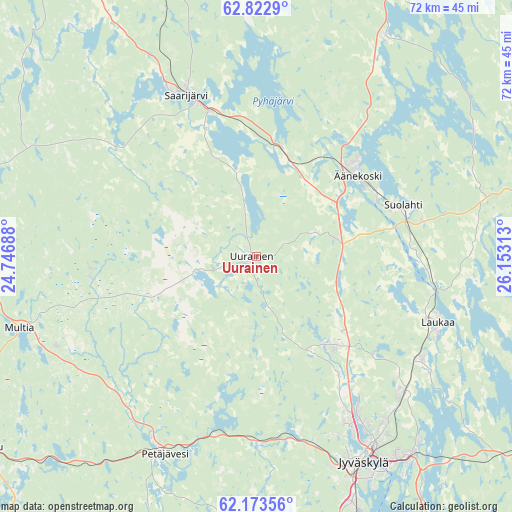 Uurainen on map