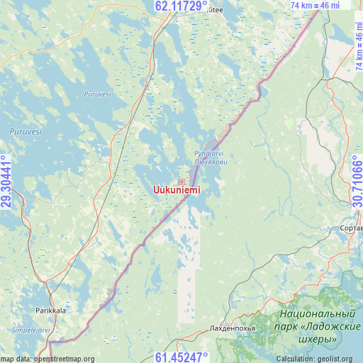 Uukuniemi on map