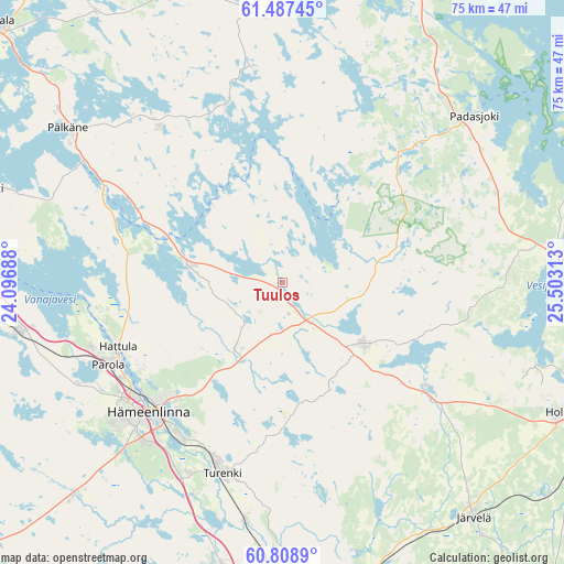 Tuulos on map