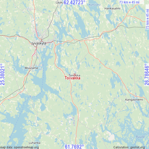 Toivakka on map