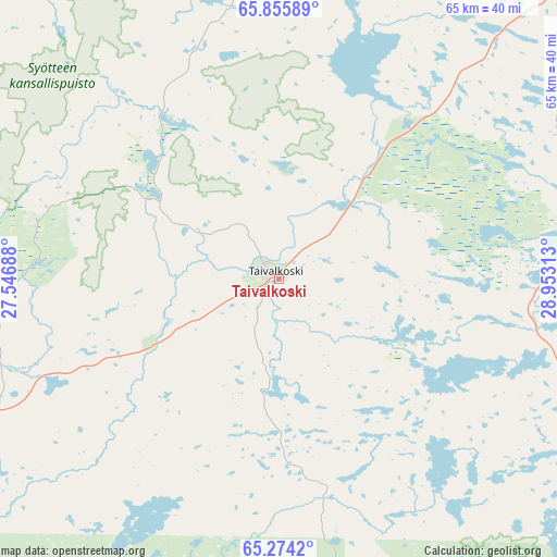 Taivalkoski on map