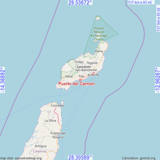 Puerto del Carmen on map