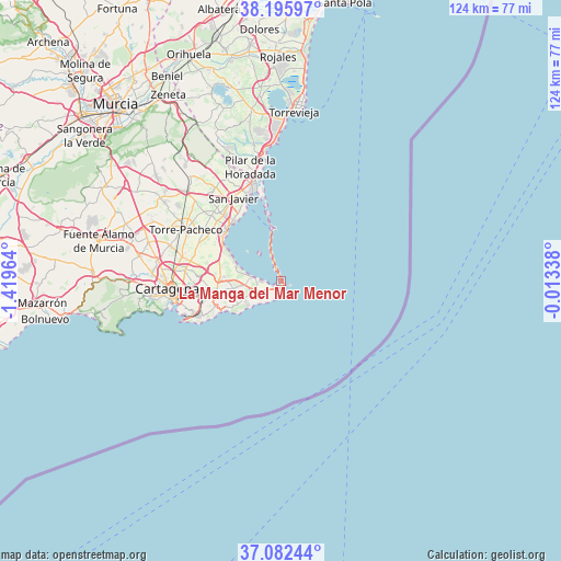 La Manga del Mar Menor on map