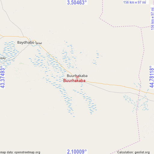 Buurhakaba on map