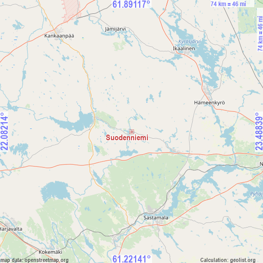 Suodenniemi on map