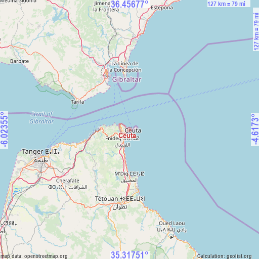 Ceuta on map