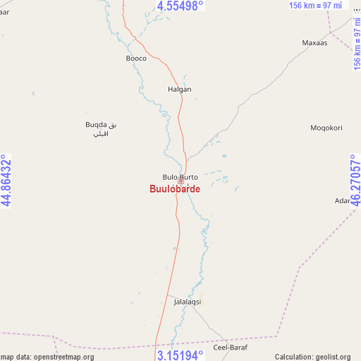Buulobarde on map