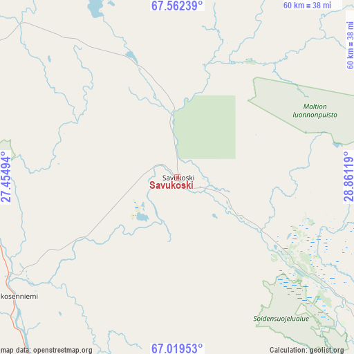 Savukoski on map