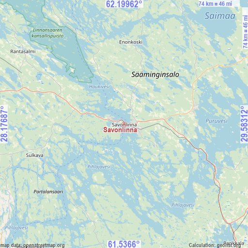 Savonlinna on map