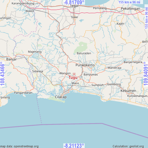 Tugu on map