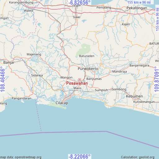 Pesawahan on map