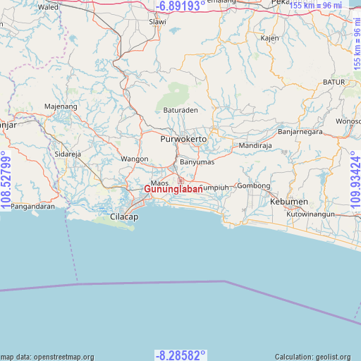 Gununglaban on map