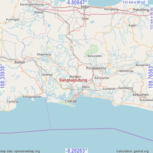 Sangkalputung on map