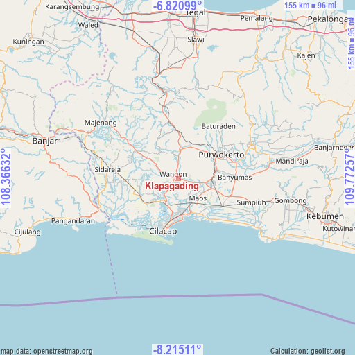 Klapagading on map