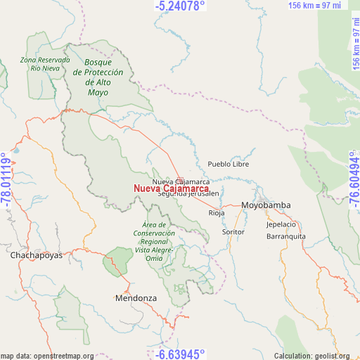 Nueva Cajamarca on map